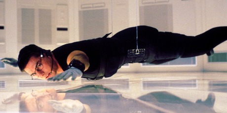 Tom Cruise in a scene from the first Mission: Impossible film.