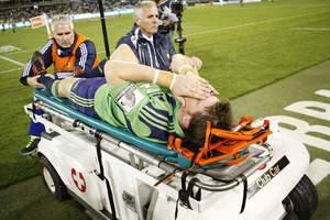 Colin Slade broke his leg against the Brumbies. Photo / Getty Images