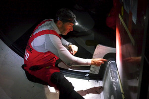 Camper were forced to slow down for repairs. Photo / Hamish Hooper/CAMPER ETNZ/Volvo Ocean Race