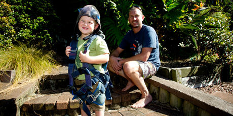 Skydive instructor Aaron Marriott with his son Elijah. Photo / Dean Purcell