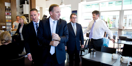 John Key and John Banks at the infamous cup of tea. Photo / Dean Purcell