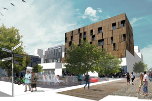 An artist's impression of the innovation precinct planned for Auckland's Wynyard Quarter, on the city's waterfront. Photo / Auckland City Council
