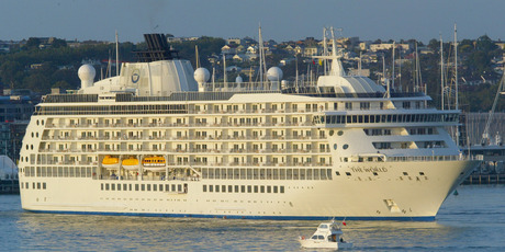 About 140 residents live on board the 12-storey ship. Photo / Brett Phibbs.