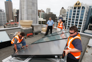 The design of new buildings frequently features solar power and heating, small and light wind turbines, geothermal energy, heat pumps and biomass power plants. Photo / Steven McNicholl