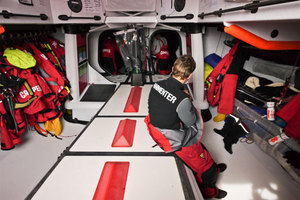 A quiet change of watch onboard CAMPER with Emirates Team New Zealand during leg 5 of the Volvo Ocean Race 2011-12. Photo / Hamish Hooper.