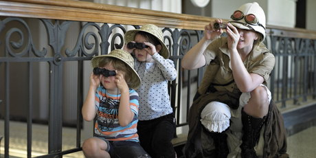 Intrepid explorer Pennsylvania Smith leads youngsters on an expedition through the Auckland Museum. Photo / Supplied