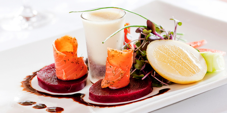 The entree dish of gravlax, beetroot, and horseradish creme fraiche on the menu at Black Sugar Grill in Mission Bay. Photo / Babiche Martens