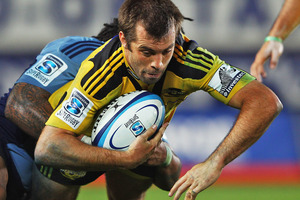 That 26-25 victory over a Blues side featuring former Hurricanes Piri Weepu and Ma'a Nonu is Mark Hammett's high point of a season. Photo / Getty Images
