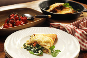 Use whatever ingredients that take your fancy in pancake cannelloni. Photo / Janna Dixon