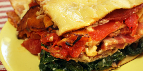 A pancake stack is a good way of using leftovers. Photo / Janna Dixon