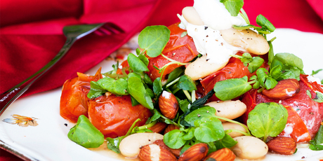 Roasted tomato, butter beans and watercress. Photo / Babiche Martens
