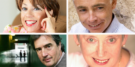 (Clockwise from top left) Set to attend the Writers and Readers Festival in Auckland are: Kathy Lette, Eoin Colfer, Stella Rimington and Sebastian Barry. Photos / Martin Sykes/Supplied