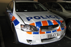 The damaged patrol car. Photo / supplied