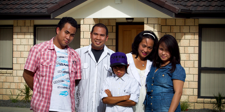Salvador and Lolita Etraves, with their children Salvador Jnr, 20, Symon, 10, and Salomae, 20, have bought a house in Manurewa.
Photo / Natalie Slade