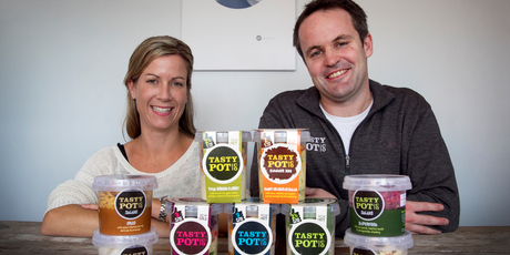 Natalie and Andrew Vivian of The Tasty Pots Company. The company is marketing to schools and supermarkets. Photo / Natalie Slade