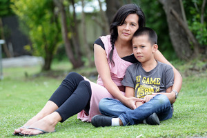 Jasmin Hansen-McKay with Ezra, 8. Photo / Doug Sherring