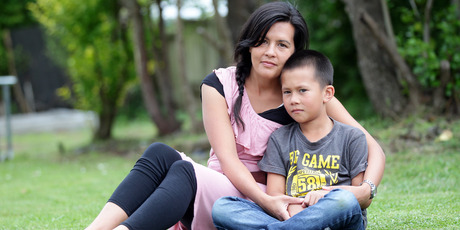 Jasmin Hansen-McKay with Ezra, 8. Photo / Doug Sherring