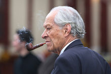 Sir Peter Tapsell at the tangi of Sir Howard Morrison at Tamatakapua in 2009. Photo / File