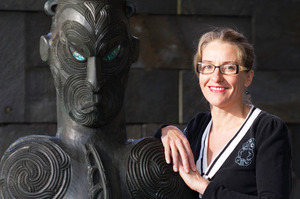 Gus Fisher Gallery director Linda Tyler with a Lyonel Grant sculpture. Photo / Richard Robinson