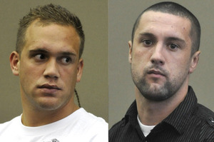 Lance Barbarich (left) pinned down Dylan Hancock (right) and bit off part of his ear, but lost part of his own ear two days later in a revenge attack. Photo / Otago Daily Times