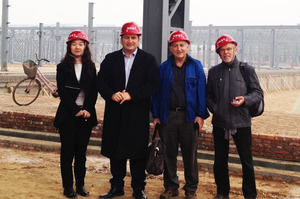 Global Horticulture Xi'an chief executive Helen Yu (left) and managing director Patrick Watene (second from left) with visitors at the company's new processing facility in Yangling. Photo / Supplied