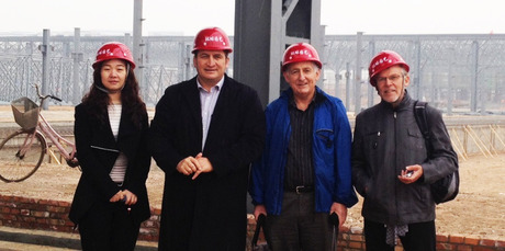 Global Horticulture Xi'an chief executive Helen Yu (left) and managing director Patrick Watene (second from left) with visitors at the company's new processing facility in Yangling. Photo / Supplied