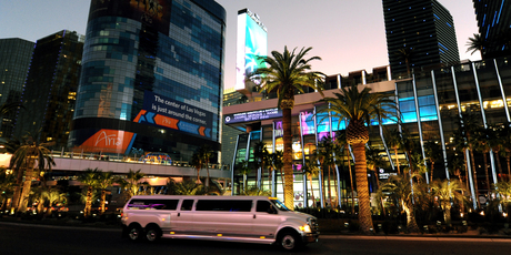A stretch limo cruises the Las Vegas Strip. Photo / Supplied