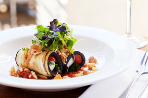 The Eggplant cannelloni dish currently on the menu at The Maple Room restaurant in Remuera. Photo / Babiche Martens