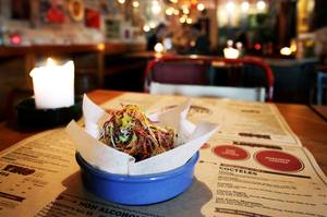 Mexico's pulled pork soft shell taco with pineapple, chilli and salsa. Photo / Sarah Ivey