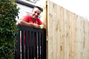Justin Newcombe chose leaning height for his new gate. Photo / Dean Purcell