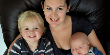 Nicole Snook had to return to work soon after having son Lachlan (left) and dreads having to do the same with baby Ashton. Photo / Brett Phibbs