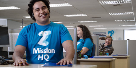 Ads for 2degrees featuring Rhys Darby (at back) ensured the brand made a big impact in the market - and quickly. Photo / Supplied