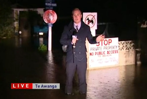 TVNZ reporter Matt McLean has gone to extreme lengths to cover the weather. Photo / Supplied