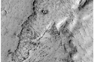 In this photo, supplied by NASA, lava flows have formed a rather unusual image which surprised scientists. Photo / University of Arizona