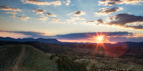 Sunrise over the Flinders Ranges, Arkaba Station, South Australia. Photo / Richard Field