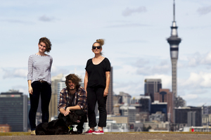 (Left to right) Holly, Isaac and Kim Evans at Belmont Wharf. Photo / Steven McNicholl