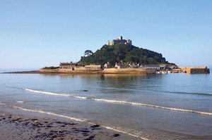 St Michael's Mount in Cornwall, originally a coastal hill, now lies nearly 400m offshore from the village of Marazion. Photo / Supplied