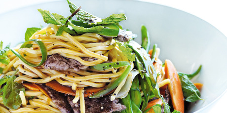 Spicy five-spice chicken noodles. Photo / Chris Court
