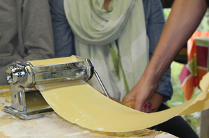 Kristina Rapley gets into the swing of Tuscan cooking. Photo / Kristina Rapley