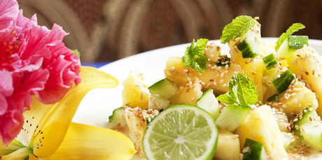Sesame, pineapple and cucumber salad. Photo / Babiche Martens