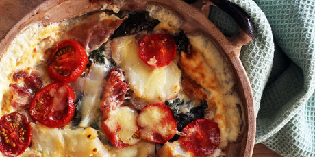 Silverbeet and potato gratin is a real winter warmer. Photo / Janna Dixon