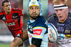Daniel Carter of the Crusaders, Jonathan Thurston of the Cowboys and the Brumbies' Peter Kimlin. Photo / Getty Images