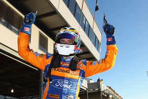 Will Davison driver of the #6 Tradingpost FPR Ford celebrates his win. Photo / Getty Images