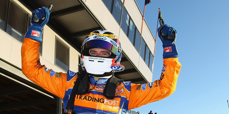 Will Davison driver of the #6 Tradingpost FPR Ford celebrates his win. Photo / Getty Images