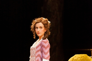 Katherine Kelly (Becky from Coronation Street) who plays Miss Hardcastle in theatre film She Stoops To Conquer.