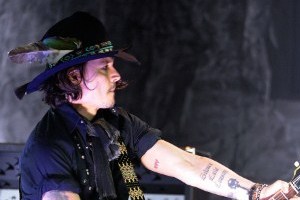 Johnny Depp performed on stage with Marilyn Manson during the 2012 Revolver Golden Gods Award Show. Photo / AFP