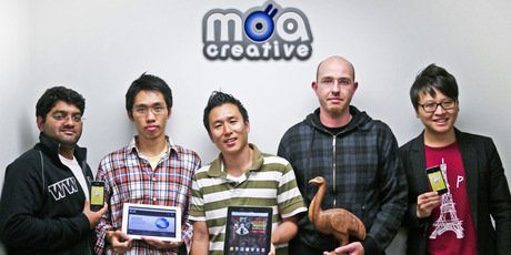 Some of the Moa Creative team Nishal Thomas, Charles Wang, Moon Kim, Eugene Bridger, Jay Moon. Photo / Andrew Malcolm