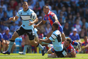 Ben Pomeroy of the Cronulla Sharks during an NRL match against the Newcastle Knights. Photo / Getty Images