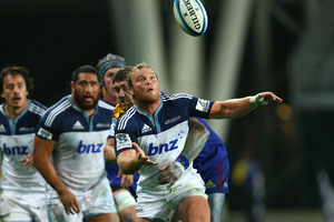 Luke Braid of the Blues looks on during the match against the Highlanders. Photo / Getty Images
