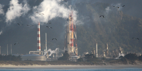 The Marsden Pt oil refinery in background. Photo /Michael Cunningham